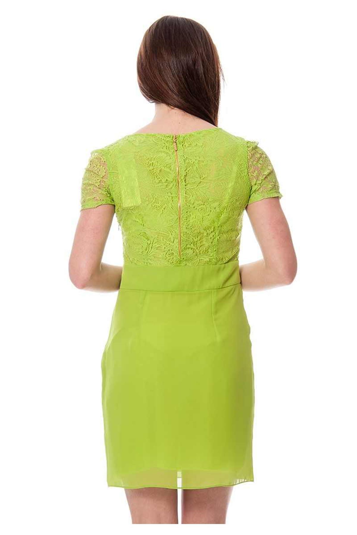 Fıstık Yeşili Dantel Kadın Elbise H9-113802