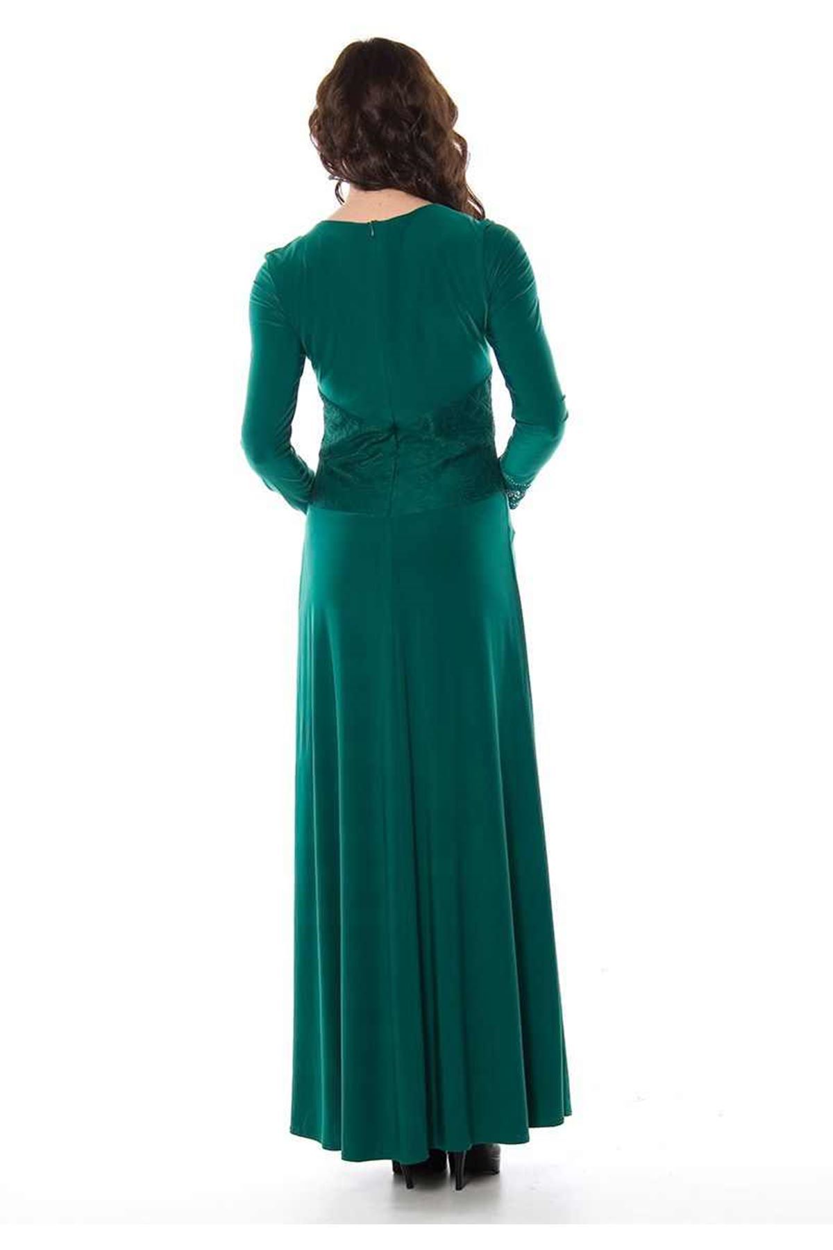 Zümrüt Yeşili Taşlı Elbise H2-82313
