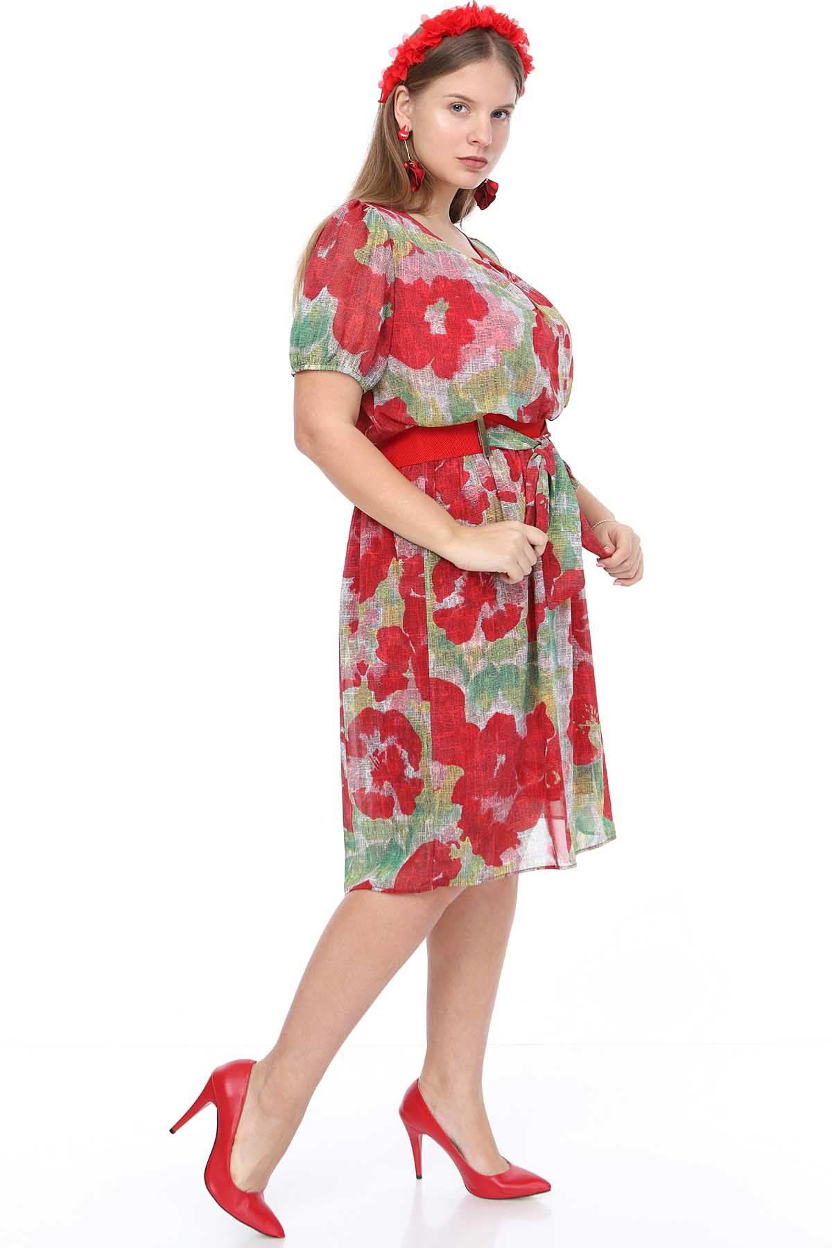 Nar Çiçeği Şifon Elbise 7C-0910