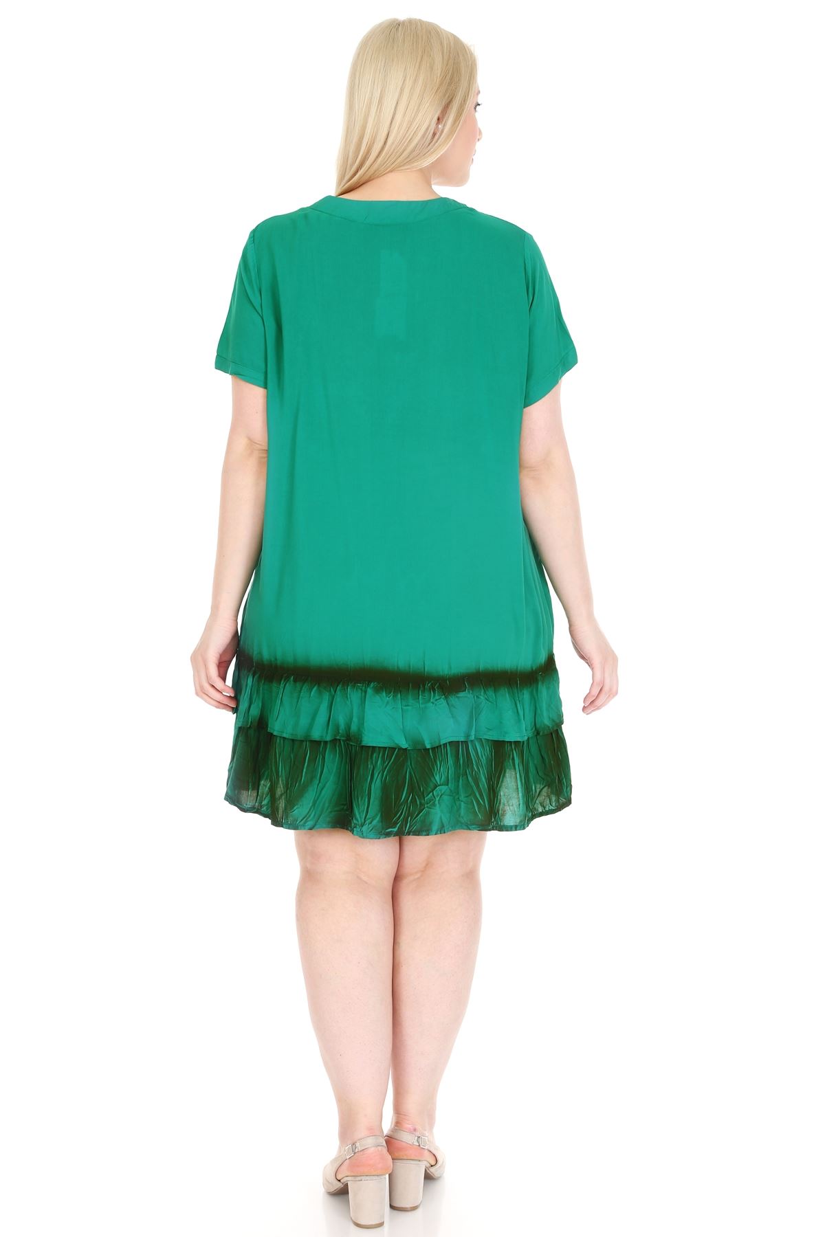 Yeşil Gipürlü Tunik Büyük Beden Elbise 20Y-0923