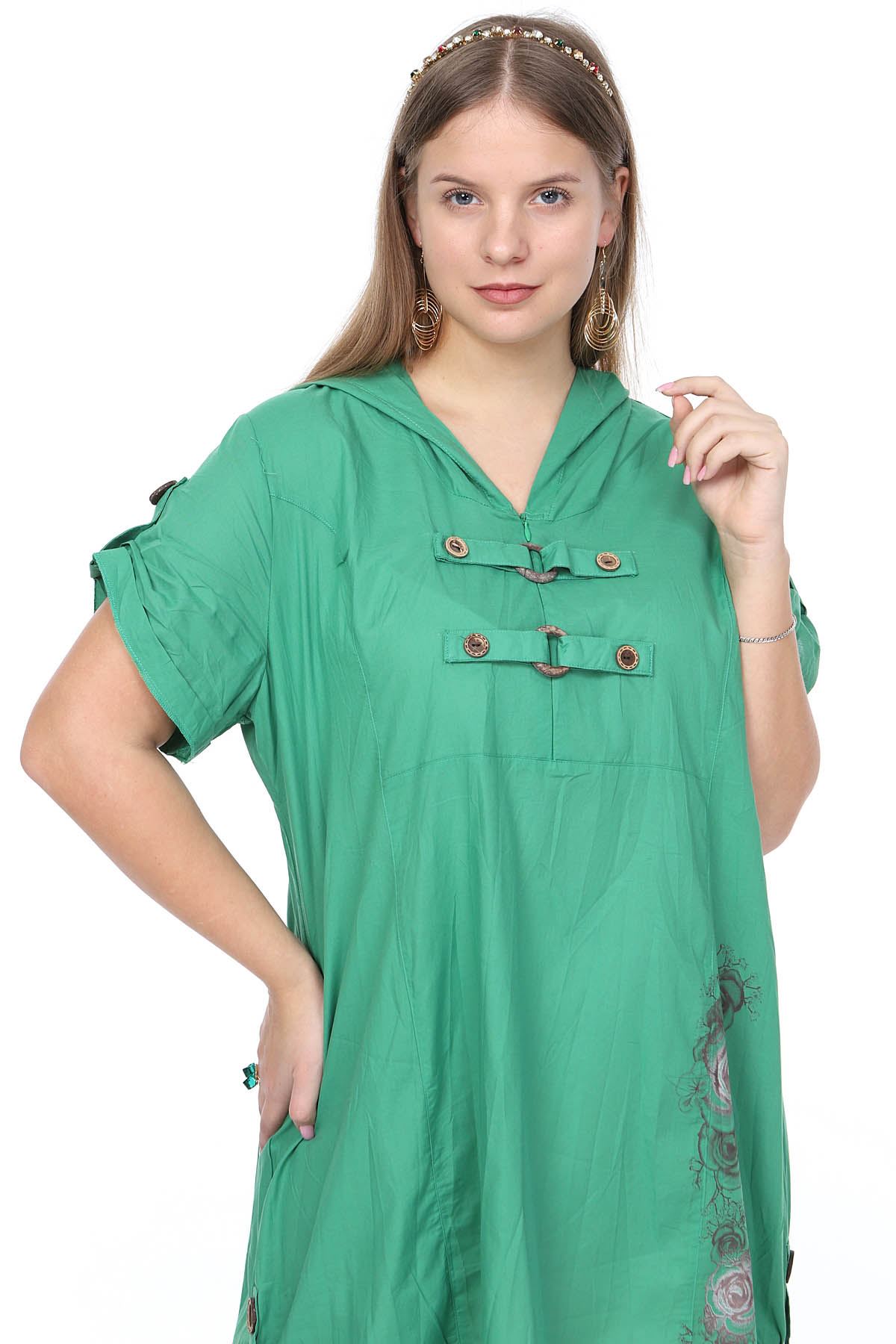 Yeşil Gömlek Elbise 15F-0904