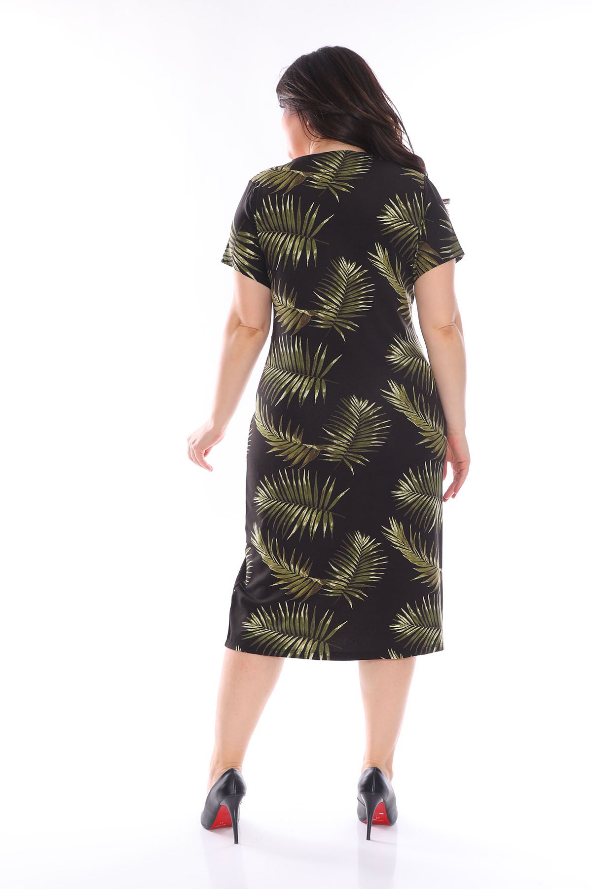 Palmiye Yaprağı Kruvaze Yaka Elbise 28B-0967