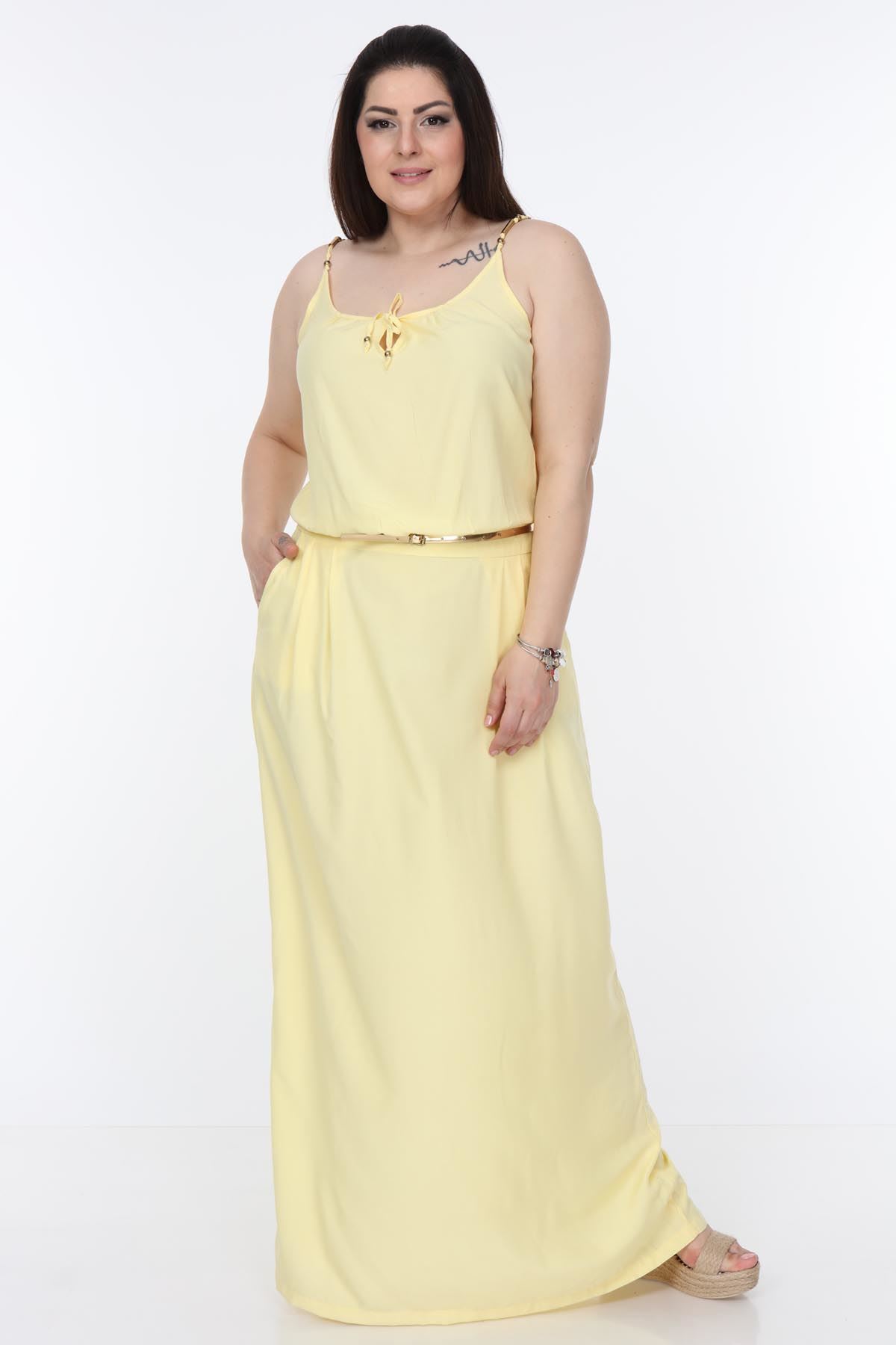 Askılı Sarı Elbise 1C-1005
