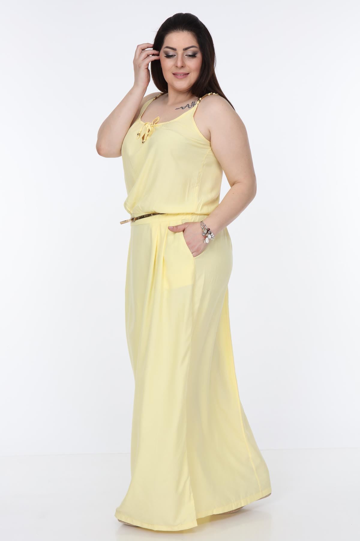 Askılı Sarı Elbise 1C-1005