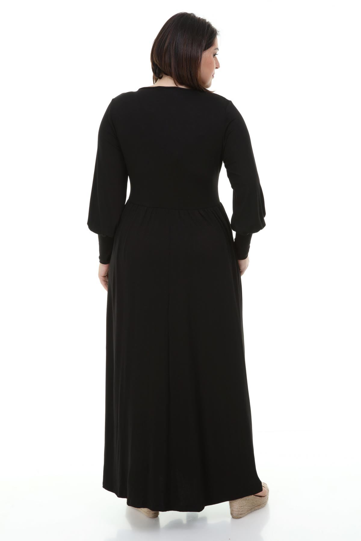 Siyah Büyük Beden Uzun Elbise 20Y-1246