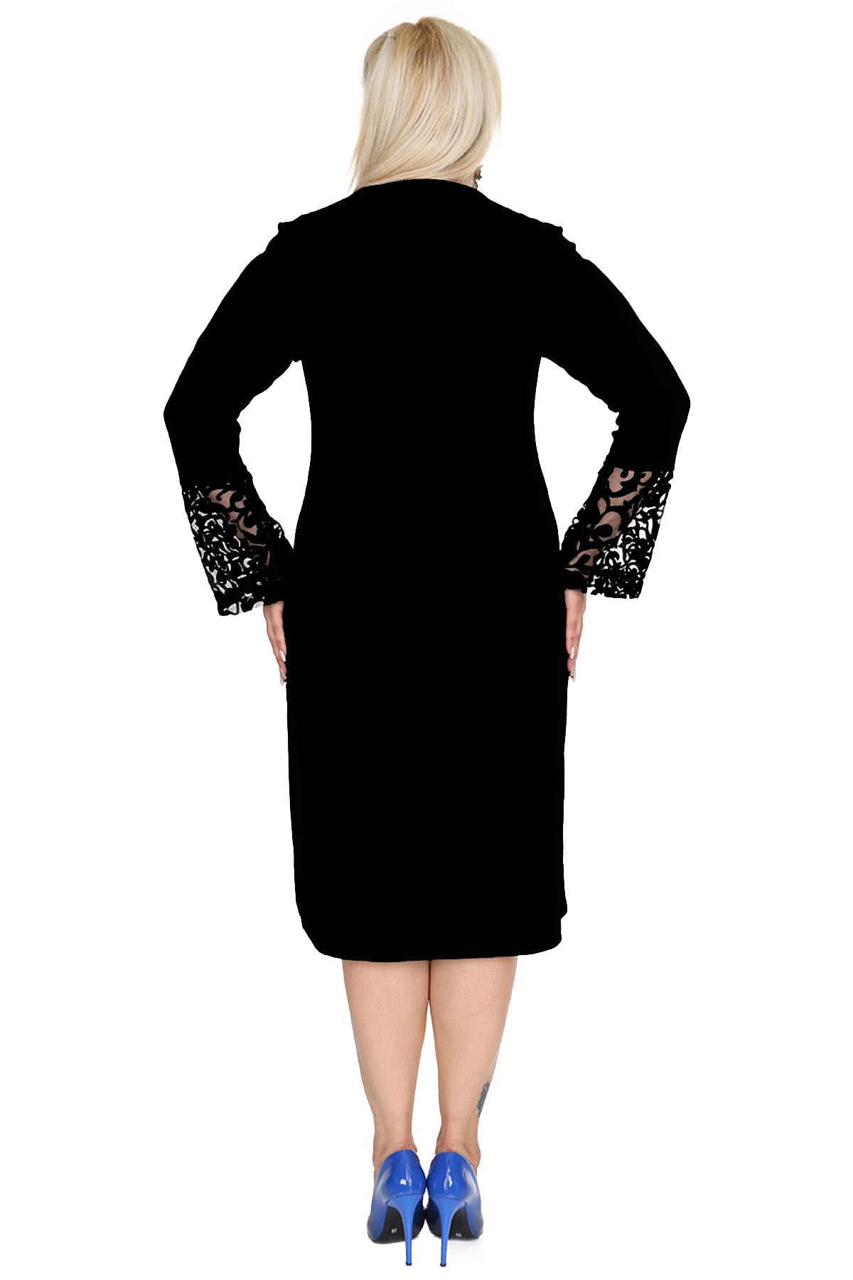 İspanyol Kol Siyah Elbise 4D-69248