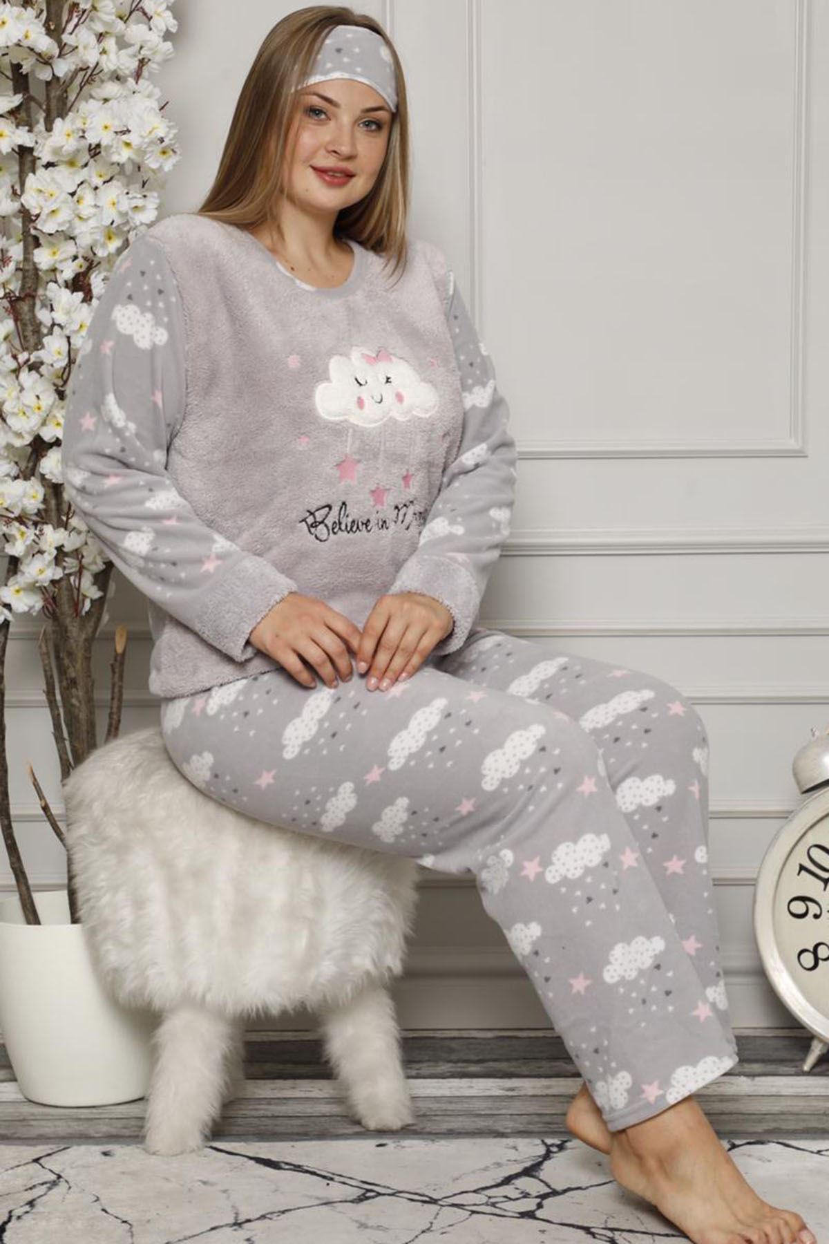 Welsoft Polar Gri Pijama Takımı 32D-9041G