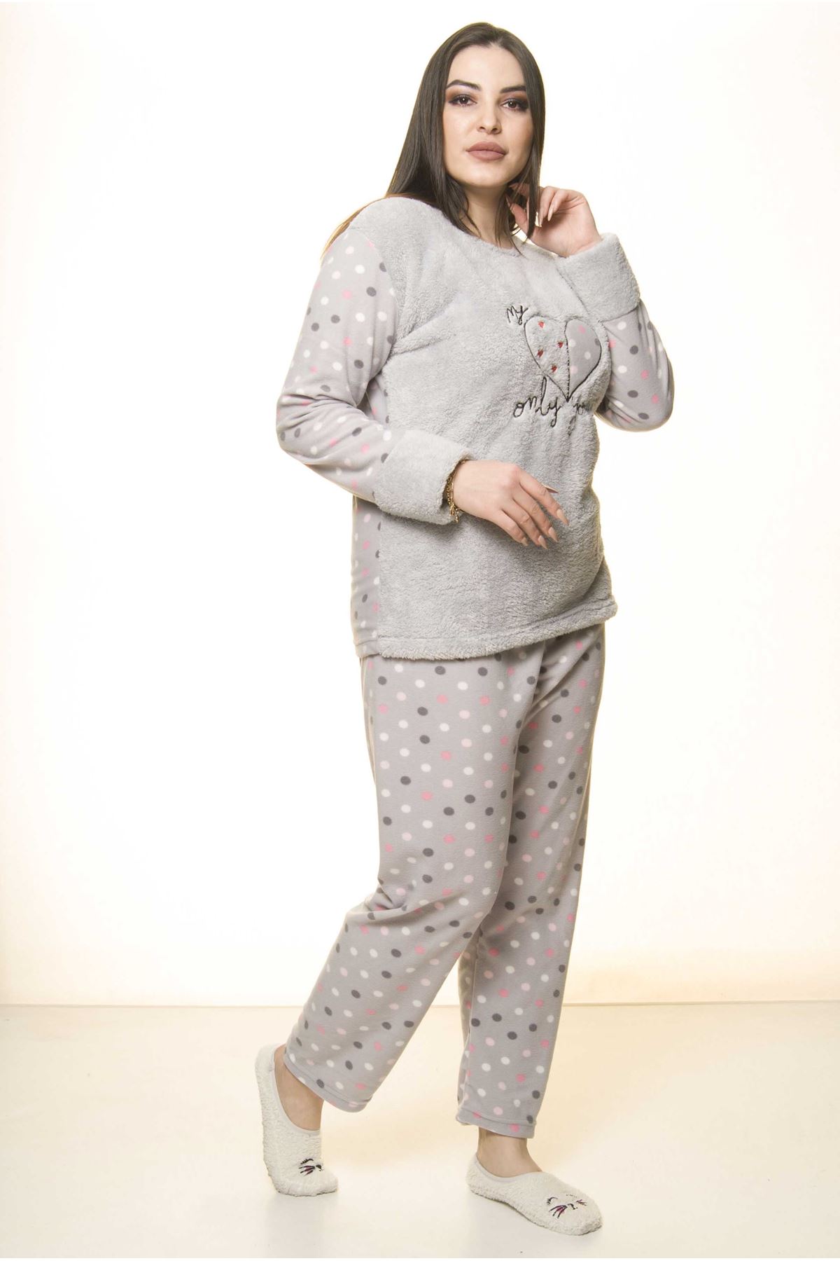 Polar Peluş Kışlık Pijama Takımı 32C-1526