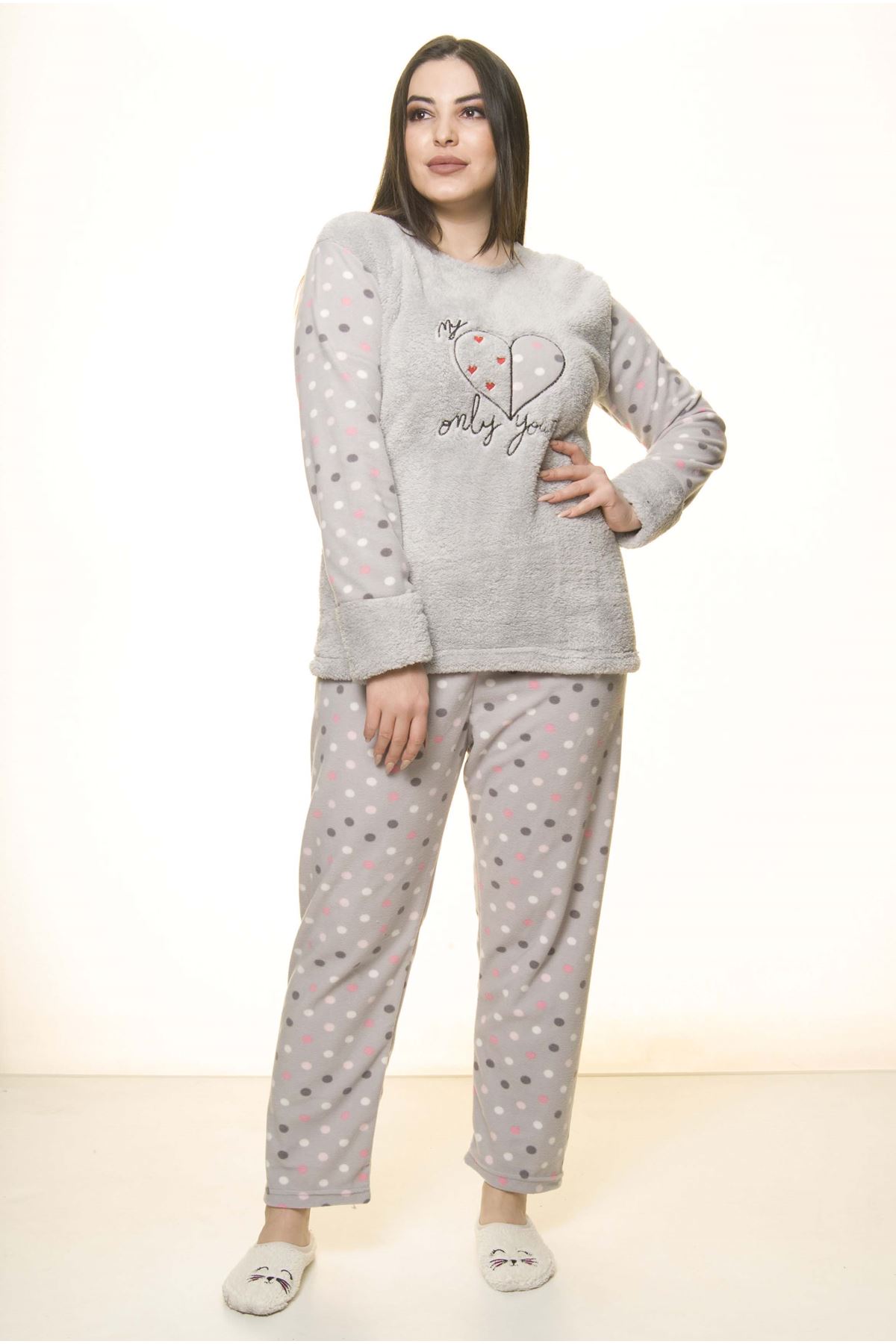 Polar Peluş Kışlık Pijama Takımı 32C-1526
