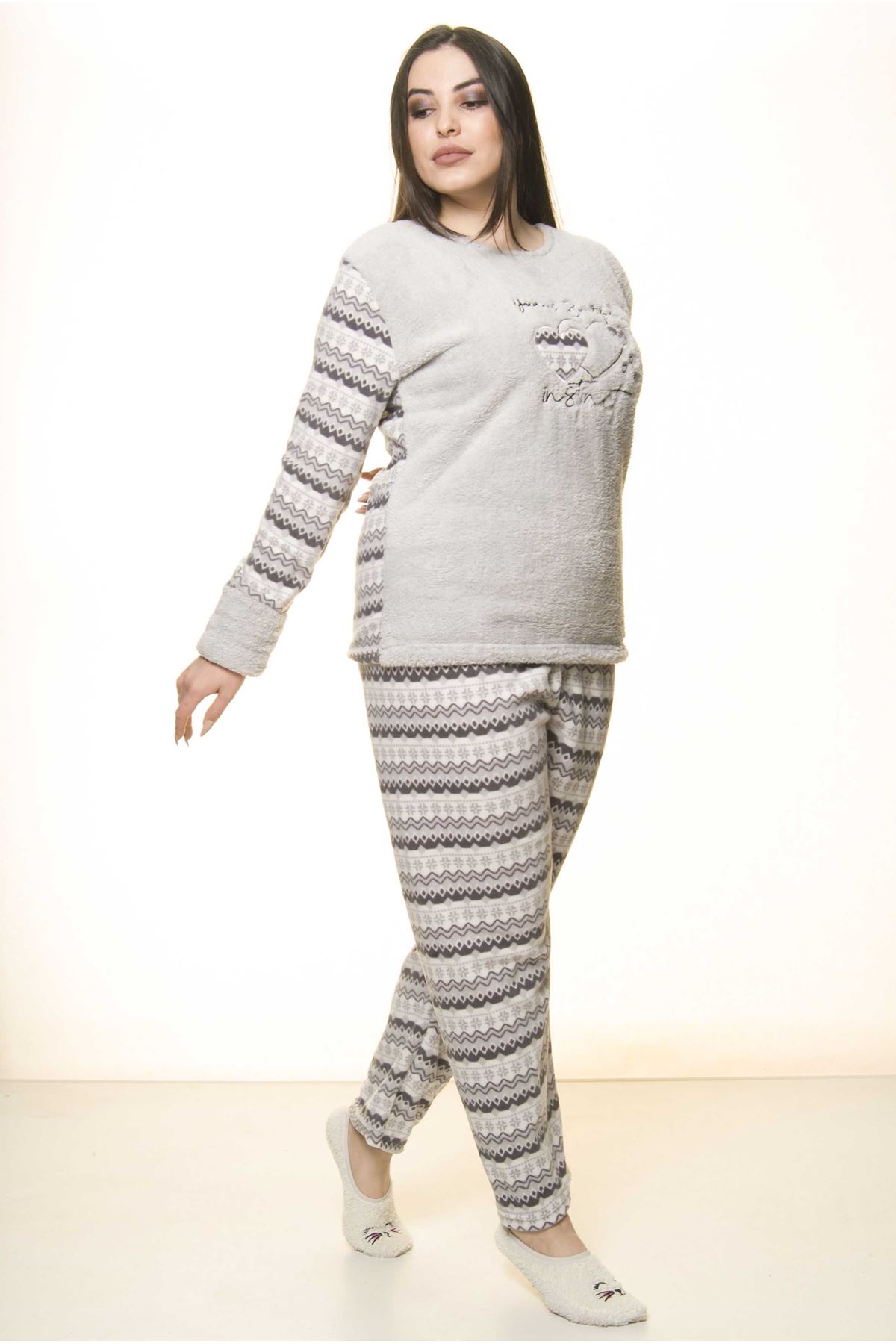 Polar Peluş Kışlık Pijama Takımı 32C-1521