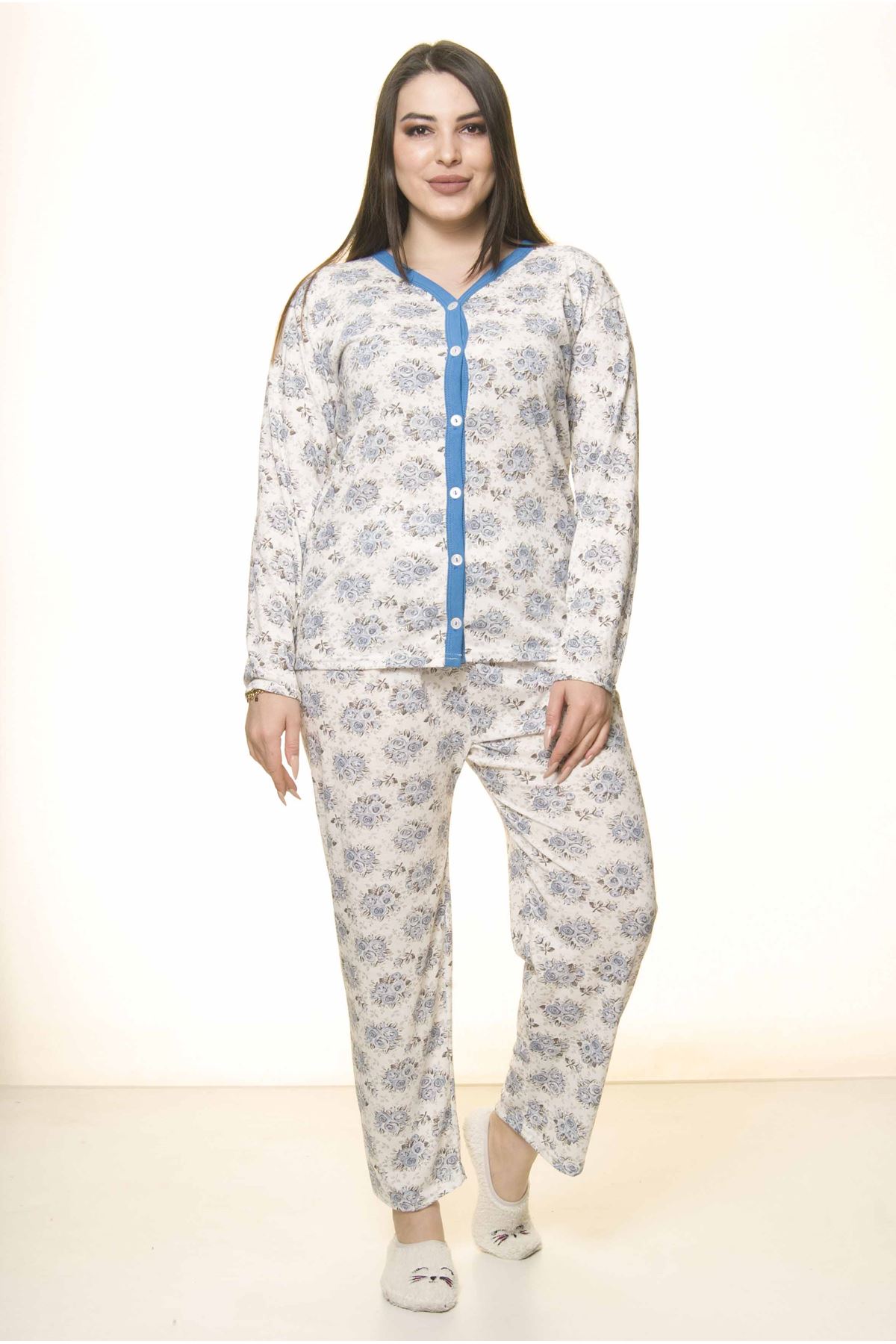  Düğmeli Geniş Kesim Pijama Takımı 31A-1551