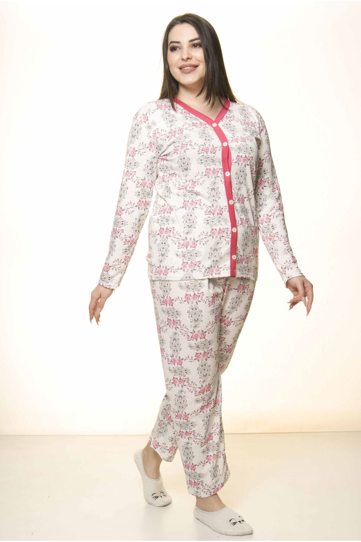  Düğmeli Geniş Kesim Pijama Takımı 31A-1550