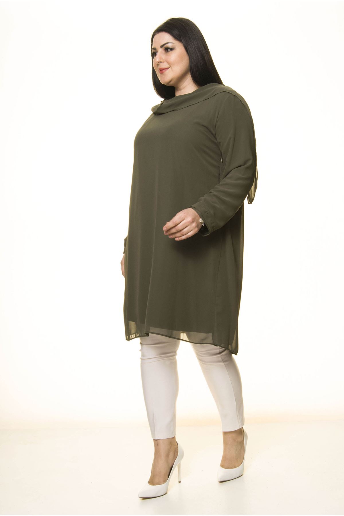 Şifon Büyük Beden Tunik  Elbise G10-1675