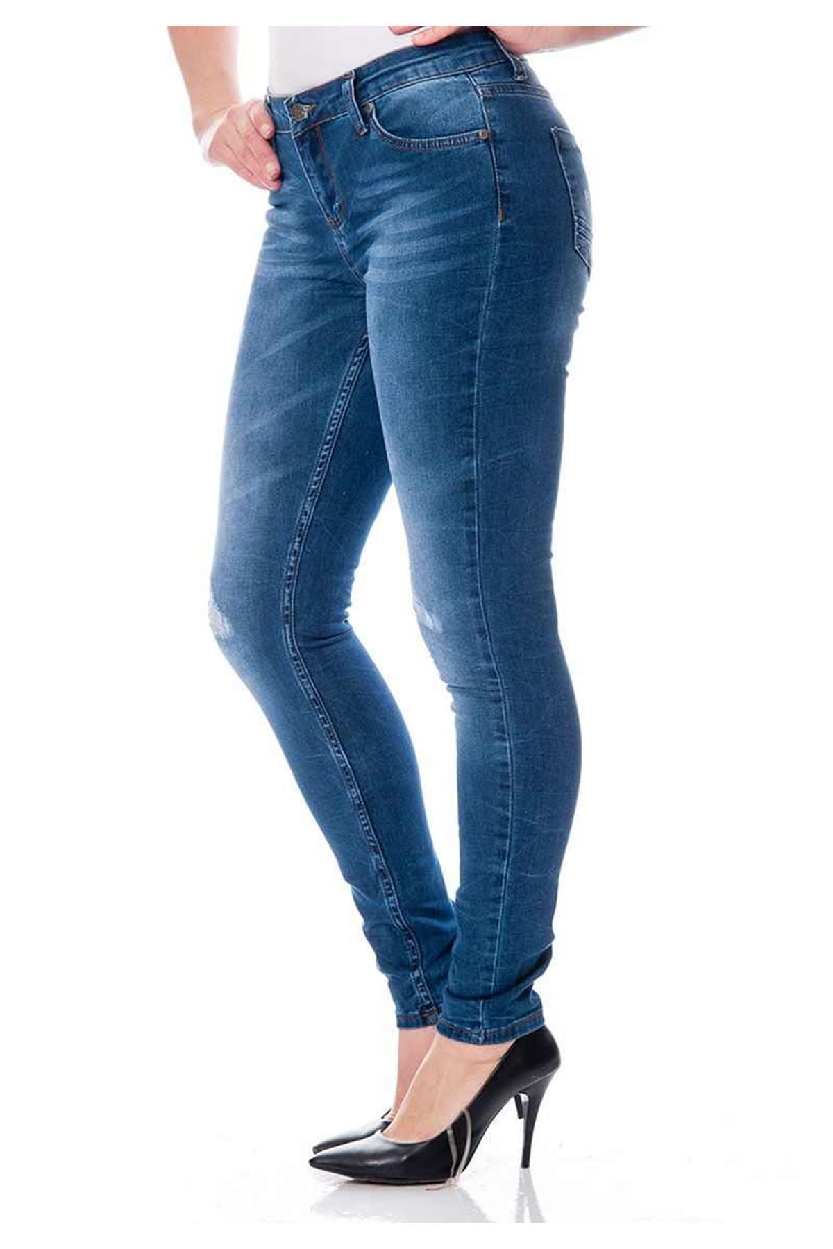 Lacivert Kadın Kot Pantolon 5A-110817