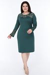 Yeşil İspanyol Kol Büyük Beden Elbise 30Y-1050